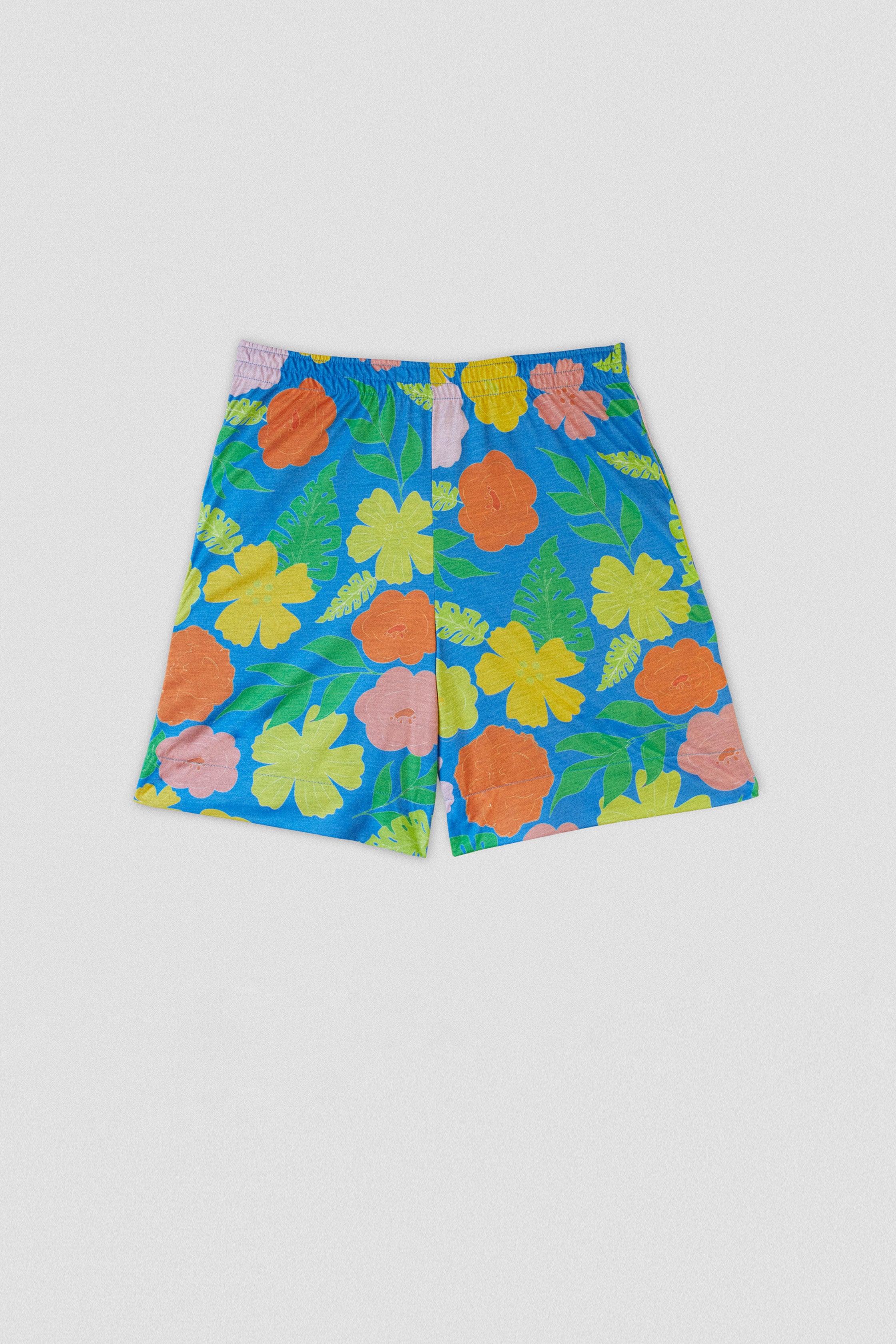 Blue shorts with flower print