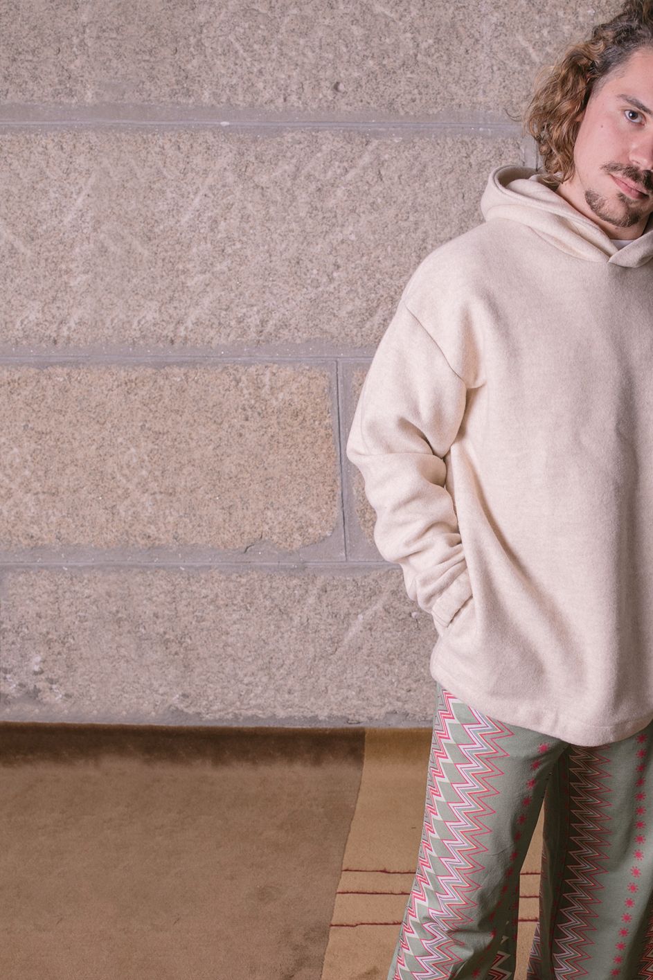 Unisex wide-leg cotton lounge pants with geometric print