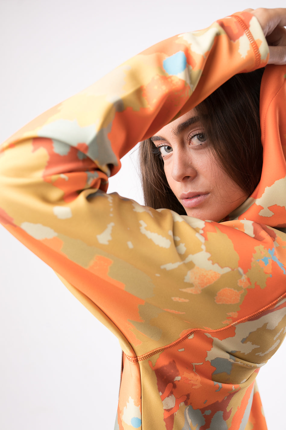 Unisex orange camouflage hoodie