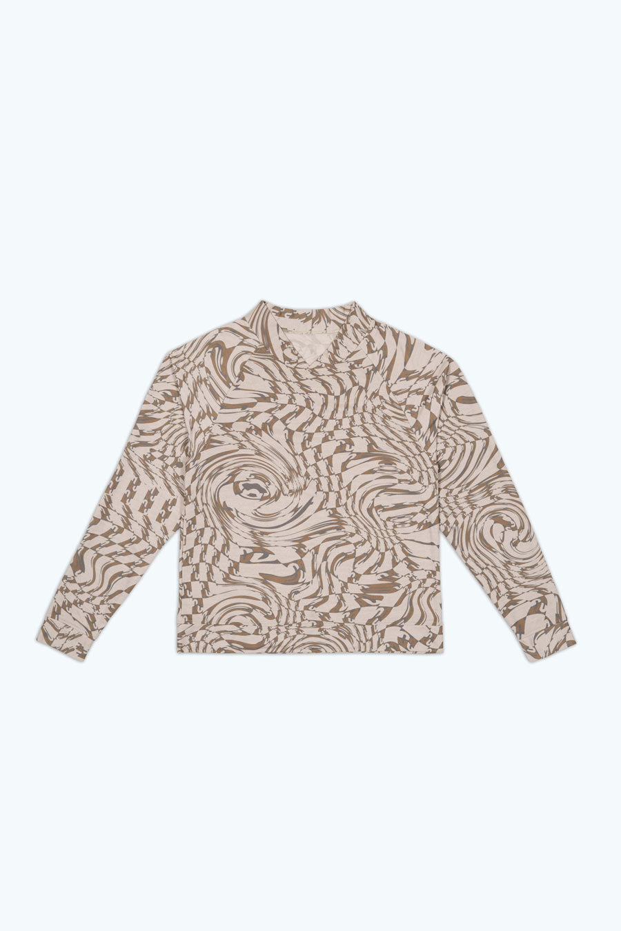 Unisex beige sweater with funnel neck