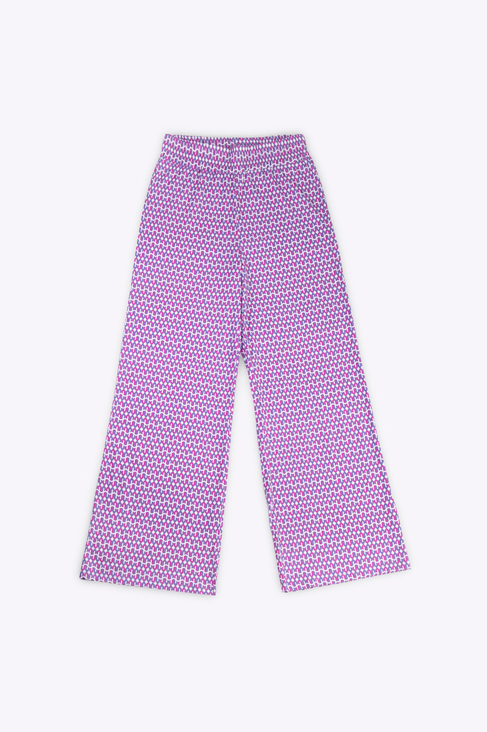Unisex pink and blue printed cotton wide-leg lounge trousers
